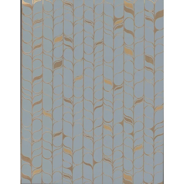 Candice Olson Perfect Petals Blue And Gold Wallpaper