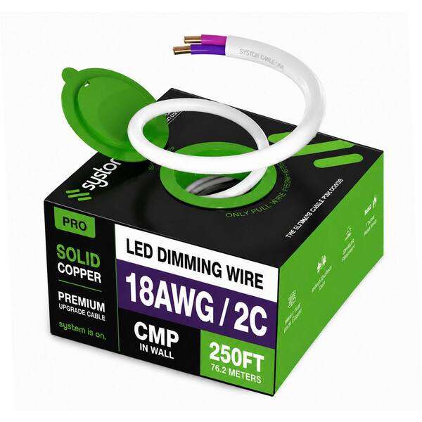 250 ft. 18/2 White CMP Solid Bare Copper Unshielded LED Lighting Dimmer Control and Ballast Connection Wire