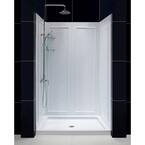 SlimLine 48 in. x 32 in. Single Threshold Shower Base in White with Shower Back walls