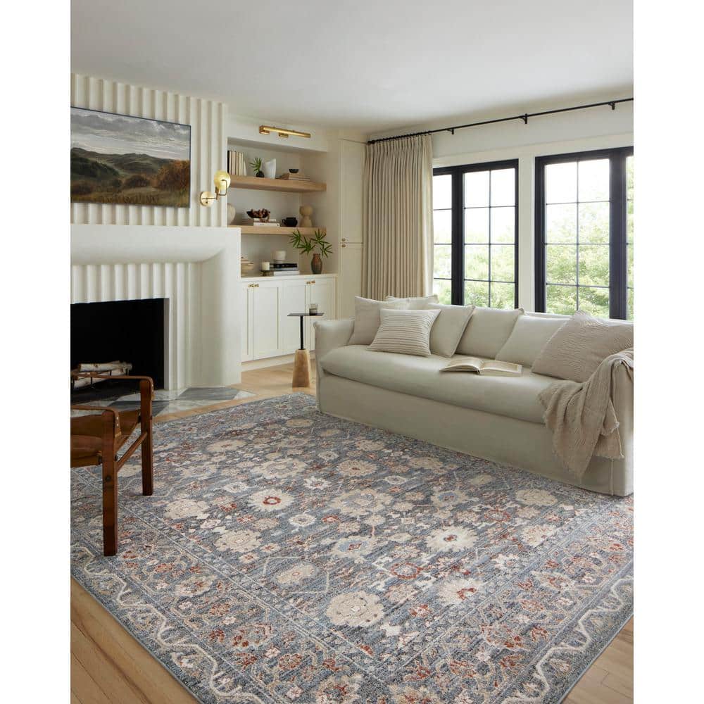 Odette Sky and Rust Synthetic Stain-Resistant Area Rug 5'-3" x 7'-9"