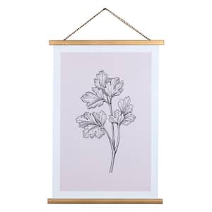Modern Pink Floral Print On Metal With Wood Hanger Frame Wall Art