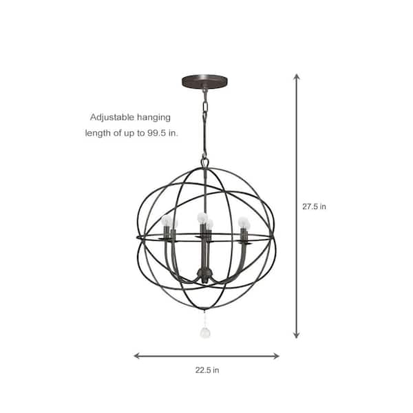 Crystorama Solaris Collection 6 Light English Bronze Orb Chandelier 9226 Eb The Home Depot