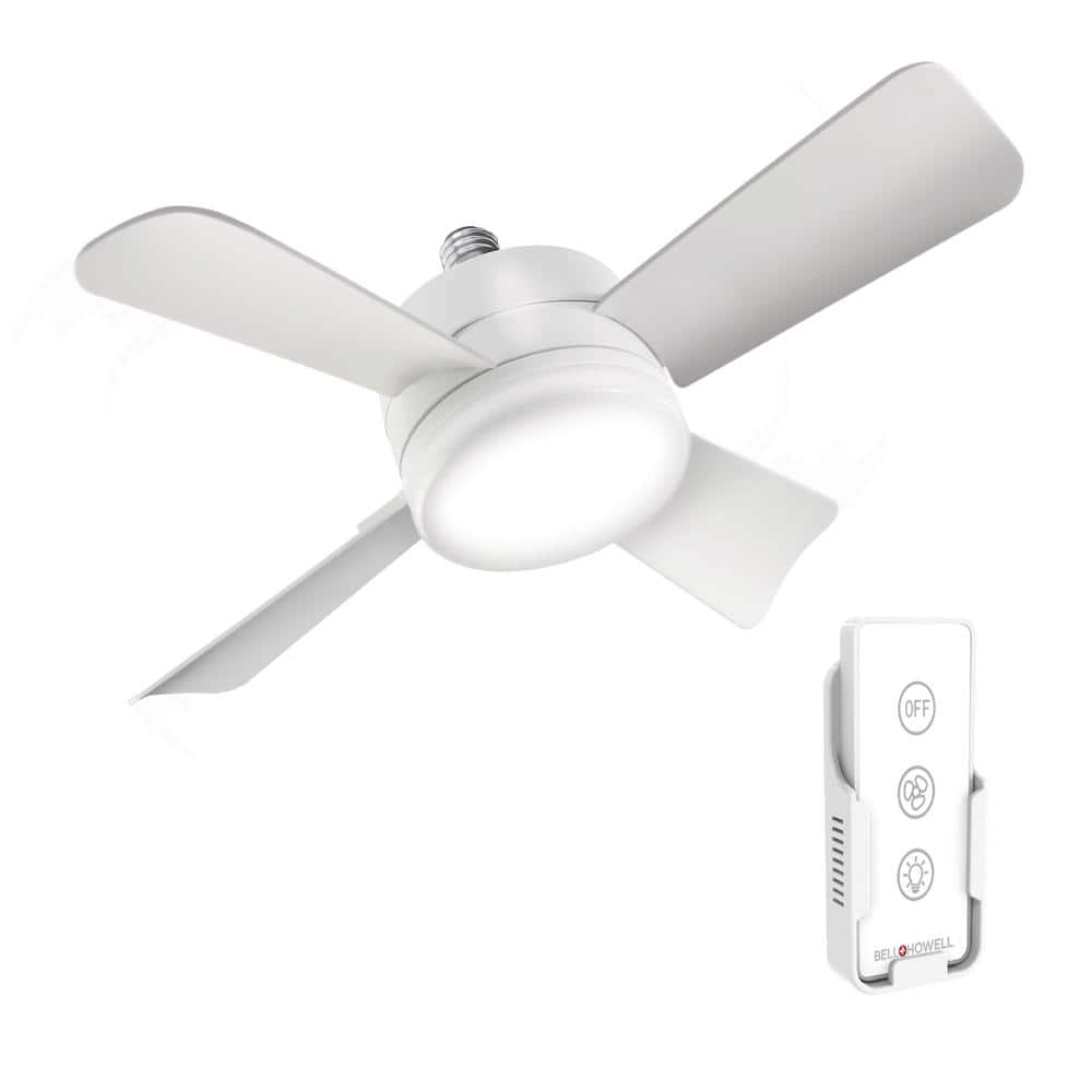 Bell Howell 15 7 In Indoor White Ceiling Fan With Remote Led Light Socket 8563encbqh The