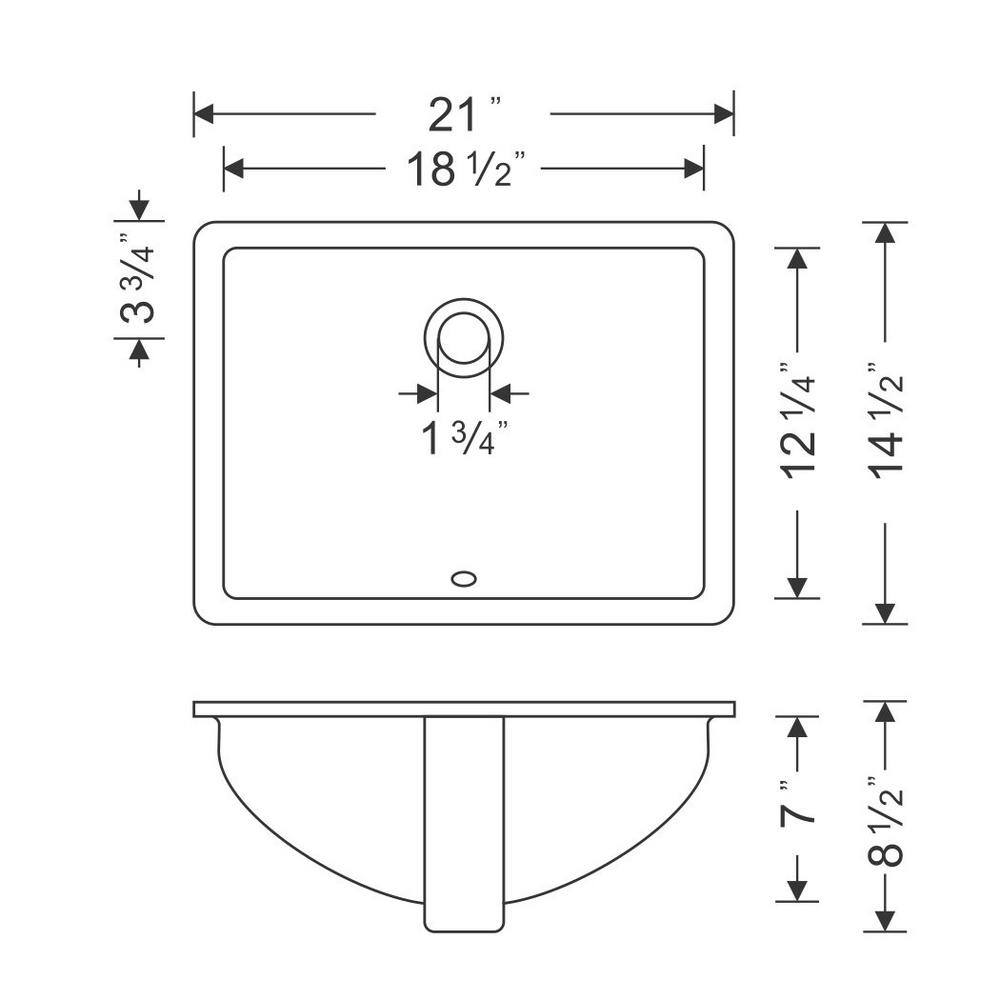 Bisque Rectangular 21-Inch Ceramic Undermount Bathroom Sink