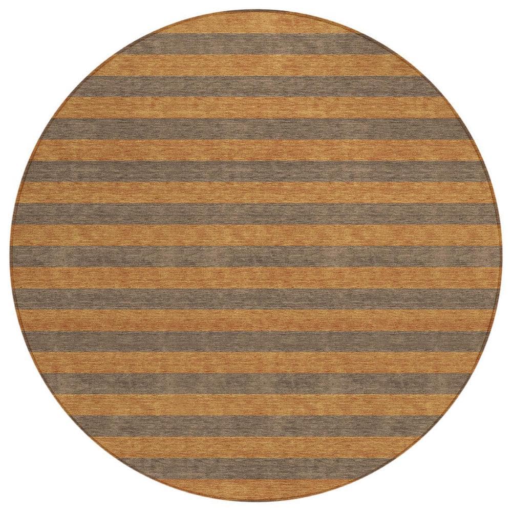 Brown and Tan 8 ft. Round Woven Striped Polyester Round Indoor/Outdoor Area Rug price history on PriceWatchPro