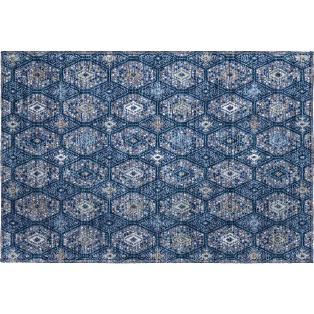 Mayfield Premium Machine Washable Abstract AMF2471 Navy 3 ft. x 4 ft. Area Rug price history on PriceWatchPro