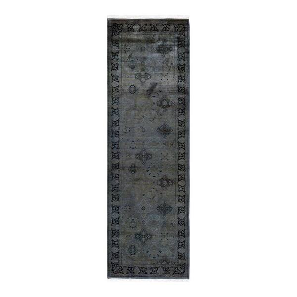 Overdyed Gray 3 ft. x 10 ft. 2 in. Wool Indoor Area Rug