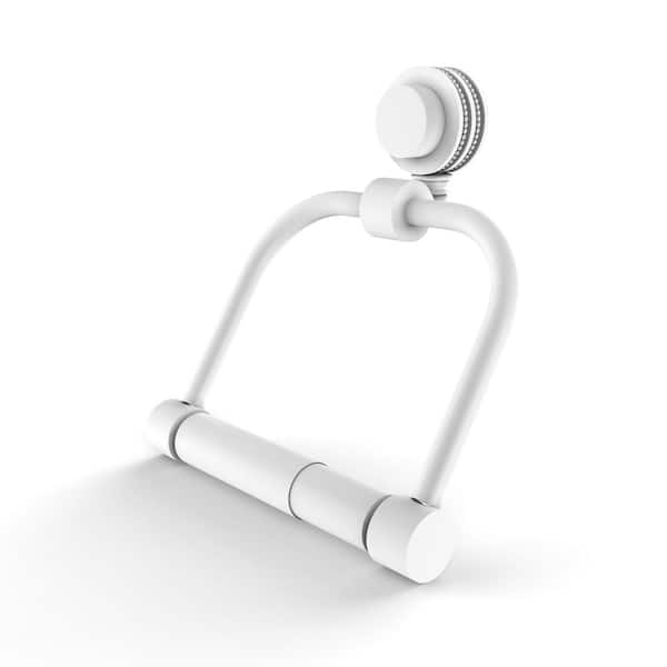 Allied Brass Venus Wall Mounted Toilet Paper Holder in Matte White with Dotted Accents
