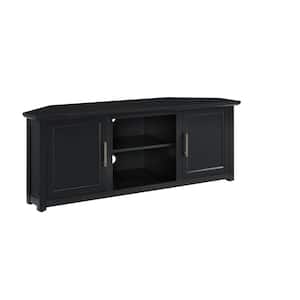 Camden Black 58 in. Corner TV Stand Fits 60 in TV with Cable Management