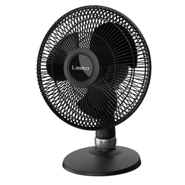 Lasko 12 in. Oscillating 3-Speed Black Performance Table Fan with Tilt-Fan Head
