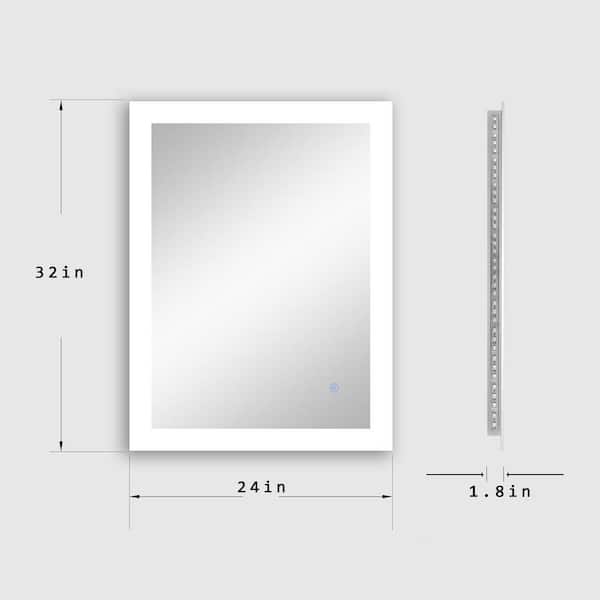 Tileon 24 in. W x 32 in. H Large Rectangular Aluminum Framed Anti-Fog Wall Bathroom Vanity Mirror in Silver