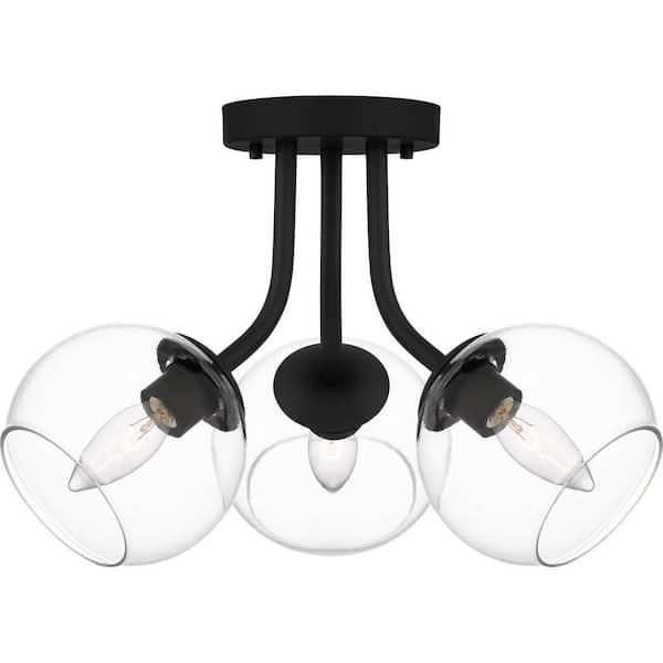 Quoizel Oberlin 16 in. 3-Light Matte Black Semi-Flush Mount