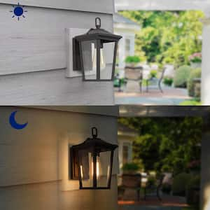 Modern Coastal Matte Black Outdoor Sconce 1-Light Wall Mount Lantern with Clear Glass for Patio Porch Entry