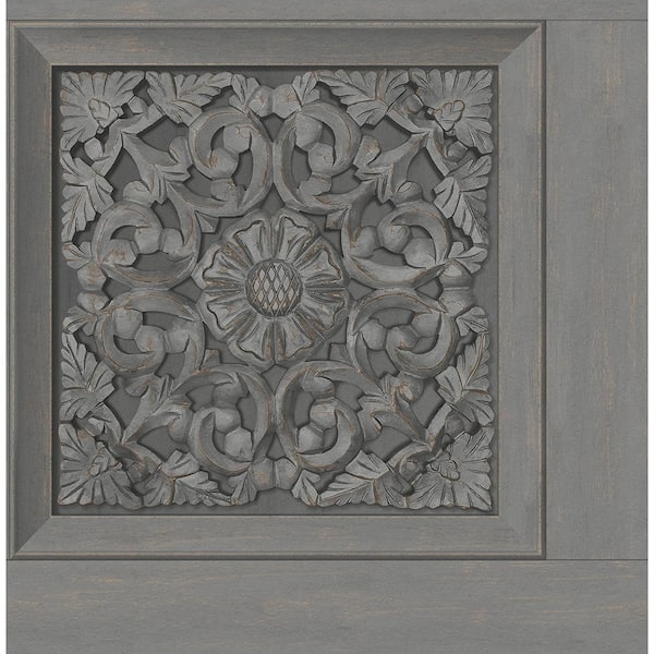 Fine Decor Albie Dark Grey Carved Panel Matte Non-pasted Paper Wallpaper