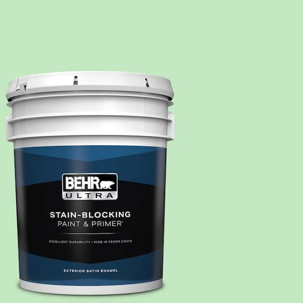 BEHR ULTRA 5 gal. #450A-3 Mountain Mint Satin Enamel Exterior Paint & Primer