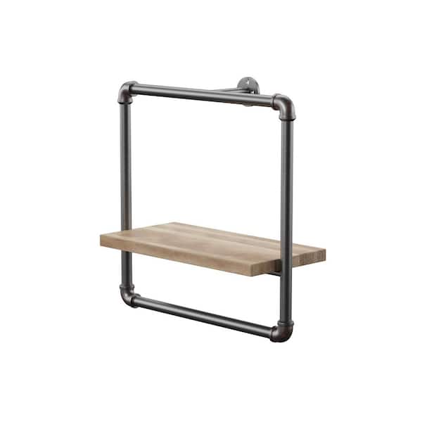 Furniture of America Zeren 7.25 in, x 15.75 in. 16.25 in. Sand Black Metal Floating Wall Shelf