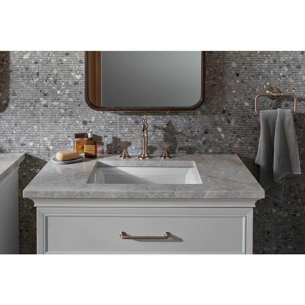 White Ceramic Rectangular Undermount Bathroom Sink