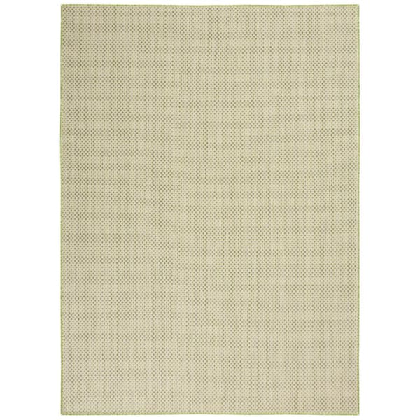 Courtyard Ivory Green 6 ft. x 9 ft. Geometric Contemporary Indoor/Outdoor Patio Area Rug