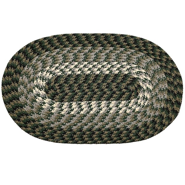 Better Trends Alpine Braid Collection Hunter Stripe 48" x 72" 100% Polypropylene Reversible Indoor Area Rug