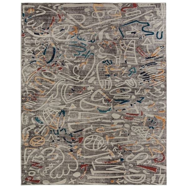 Sportsglyphs 2 ft. x 3  ft. Grey Western Area Rug