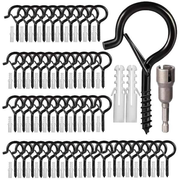 10.5 x 2 x 7.9 Inch Black Iron Curved Indoor Outdoor Plant Bracket Hook with Secure Hold for Hanging 1 Pack