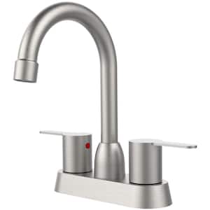 4 in. Centerset Double Handle Bathroom Faucet with 360 Degree Swivel in Brushed Nickel