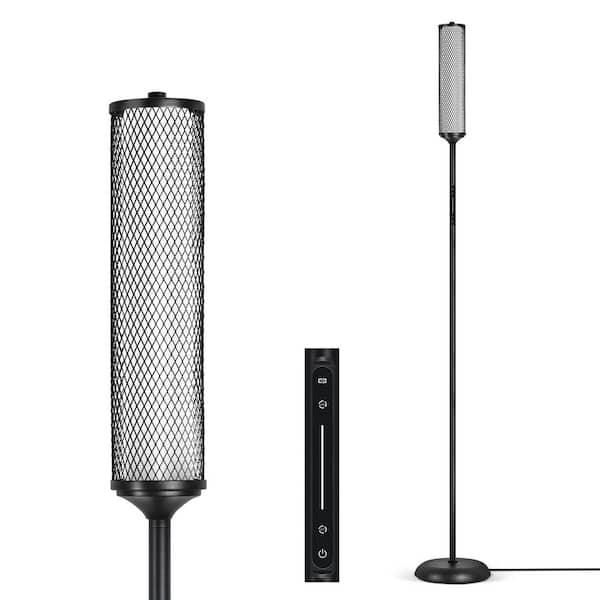 66 in. Black Integrated LED Net-like Ambient Light RGB Standard Floor Lamp with Bluetooth Control