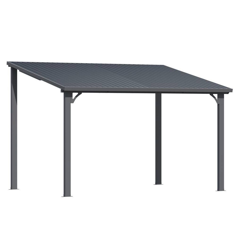 12 ft. x 8 ft. Outdoor Pergola Hardtop Gazebo, Wall-Mounted Heavy Duty Lean to Metal Patio Cover price history on PriceWatchPro