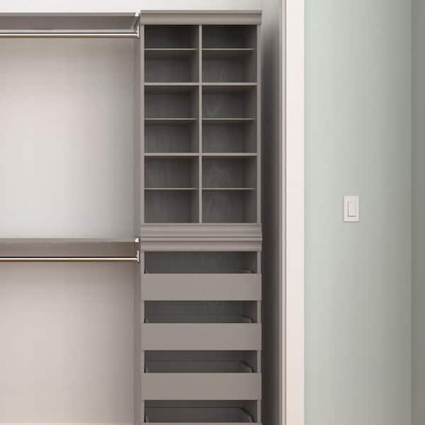  ClosetMaid Modular Storage Shelf Unit with 12 Shelves, Wood Closet  Organizer Adjustable, Dividers, Stacking, Full Backer, Decorative Trim,  White : Everything Else