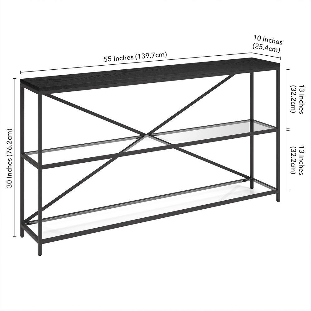 Fionn 55'' Blackened Bronze and Black Grain Console Table