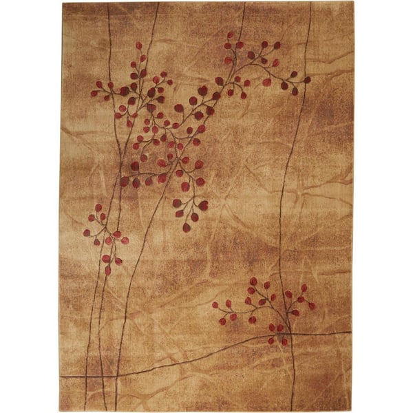 Somerset Latte 9 ft. x 12 ft. Botanical Contemporary Area Rug