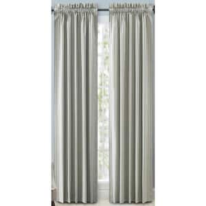 Springfield Stripe Black 82 in. W x 84 in. L Rod Pocket Room Darkening Tailored Panel Curtains with Ties