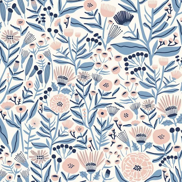 NuWallpaper Blue Marigold Forest Peel and Stick Wallpaper Sample