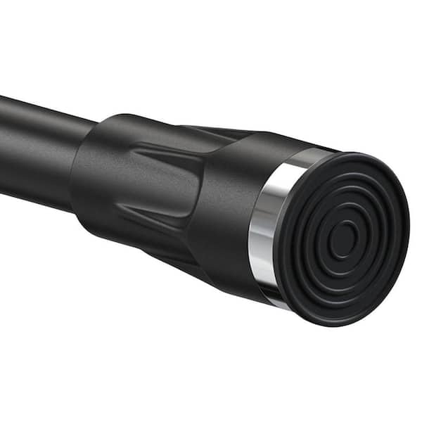 100 in. Stainless Steel Adjustable Tension Shower Curtain Rod with Anti-Slip Chassis in Black