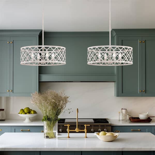 Hunter Langwood 4-Light Matte White Transitional Led Bare Bulb Chandelier
