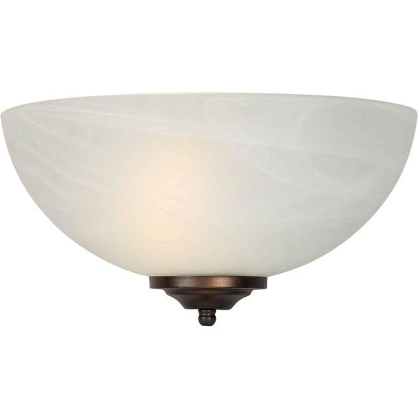 Forte Lighting 1-Light Brushed Nickel Sconce with Marble Glass