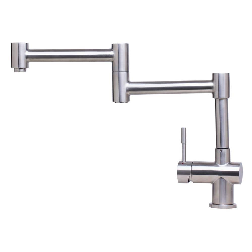 Brushed Stainless Steel Retractable Single Hole Kitchen Faucet