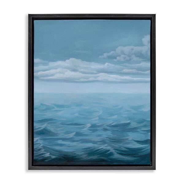 Stupell Industries Clouds over Sea Waves by Grace Popp Black Floater Frame Coastal Graphic Art Print 31 in. x 25 in.