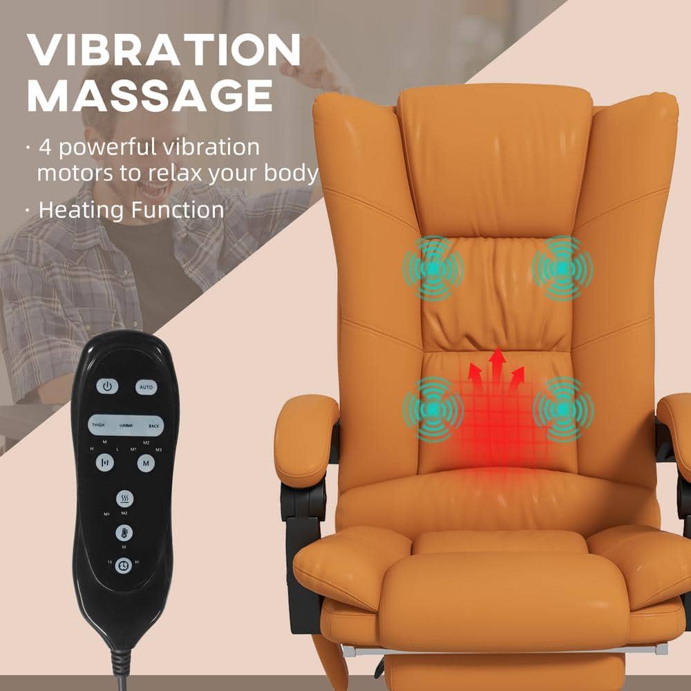 Light Brown High Back Leather Swivel Massage Office Chair