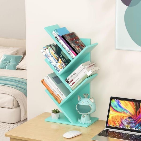 Green 11.8 in. x 24 in. Wood Minimalist Desktop Tree Bookshelf