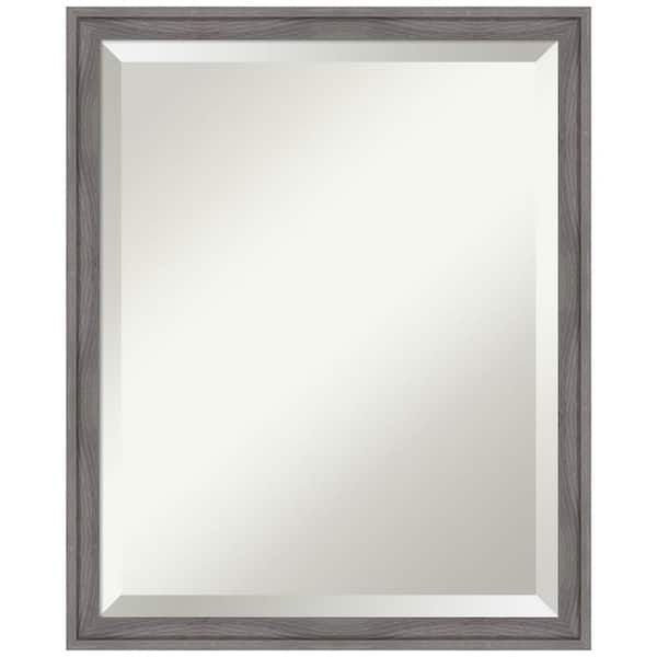Amanti Art Florence Grey 17.75 in. x 21.75 in. Beveled Casual Rectangle Framed Bathroom Wall Mirror in Gray