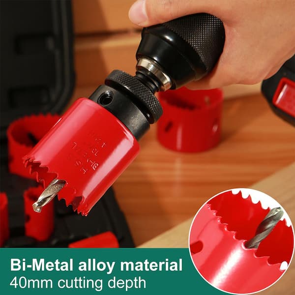 17pc Hole Saw Drill Bit Kit Wood Plastic Sheet Metal 3/4" 3" Cutting with Case 