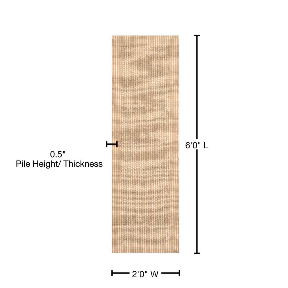 Hand-Knotted Beige Jute 2' x 6' Runner Rug with Non-Slip Feature