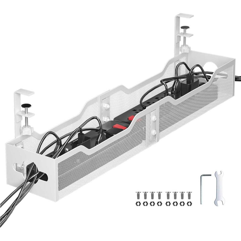 24.8 in Modern Metal Under Desk Cable Management Tray Elegant Cord Organize
