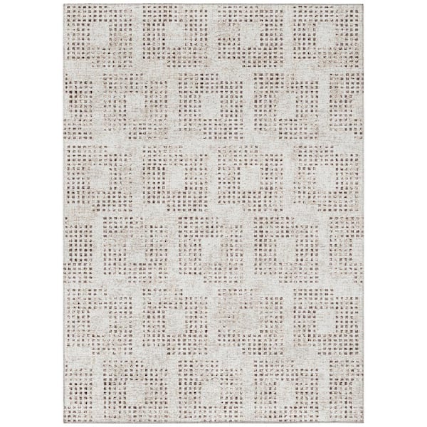 Eleanor Ivory 5 ft. x 7 ft. 6 in. Geometric Indoor/Outdoor Washable Area Rug