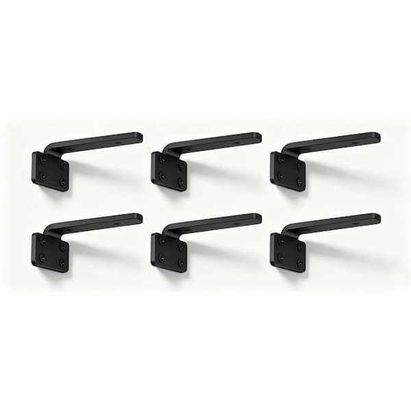 6-Pack 8 in. L Black Floating Shelf Brackets, Wall Shelf Support Brackets with 1/5 in. Thick and 160 lb. Load Capacity