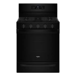 30 in. 5 Burners Freestanding Gas Range in Black with Air Cooking Technology