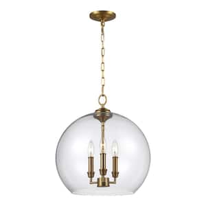 Lawler 16 in. W 3-Light Burnished Brass Pendant
