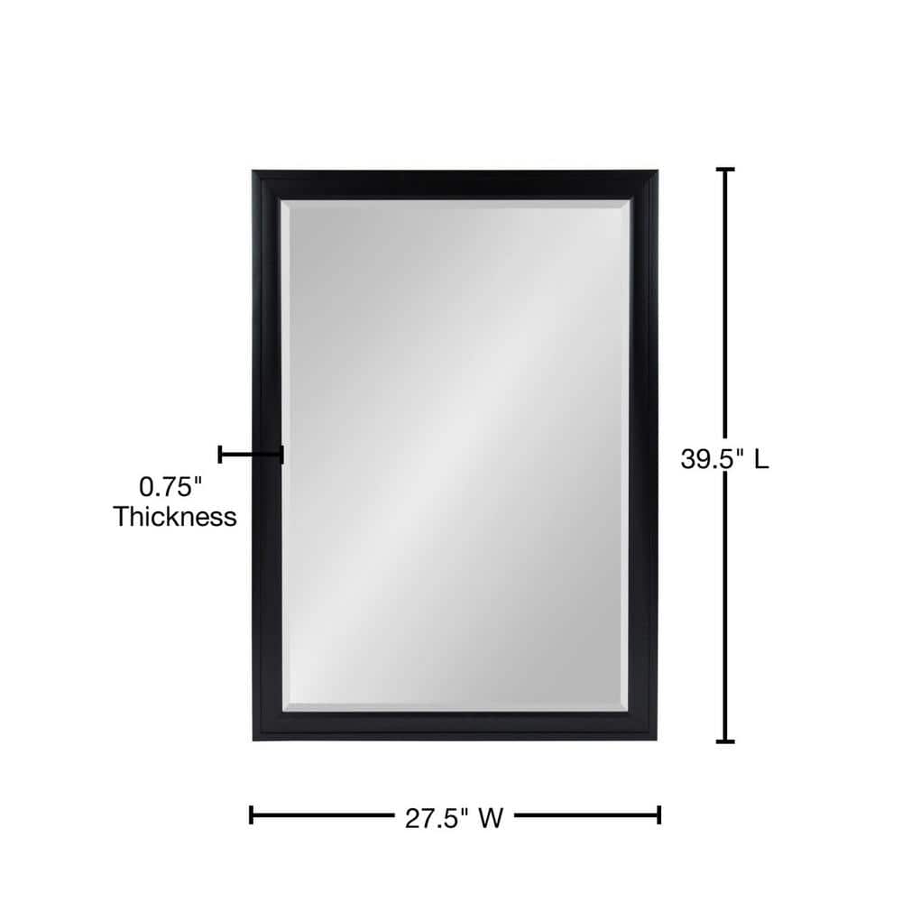 Black Polystyrene Framed Rectangular Wall Mirror 27.5x39.5