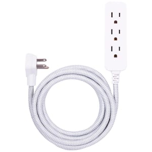 8 ft. 3-Outlet Designer Extension Cord Surge Protector, Gray/White